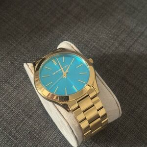 Michael Kors Gold and Blue Women's Watch